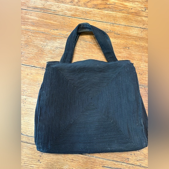 Koret Handbags - Vtg- 40’s Made in Usa Black Corde Double Top MCM Handbag Clutch